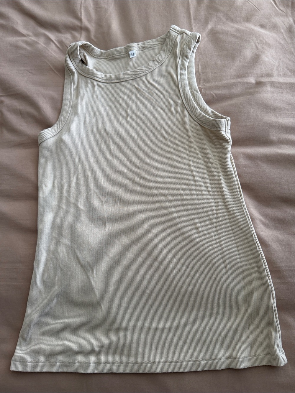 Source Unknown Cream Ribbed Tank Top